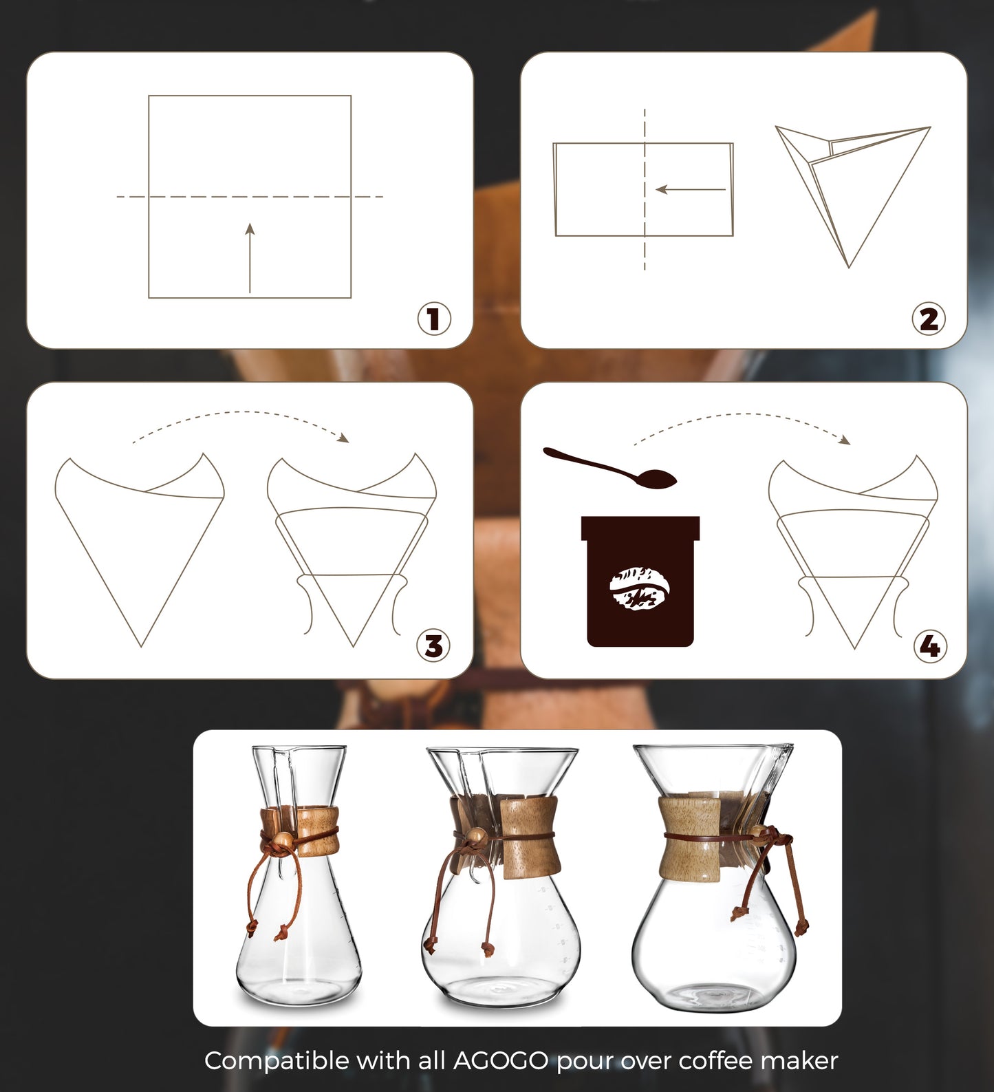 Disposable Coffee Filter for Pour Over Coffee Maker, 100 ct