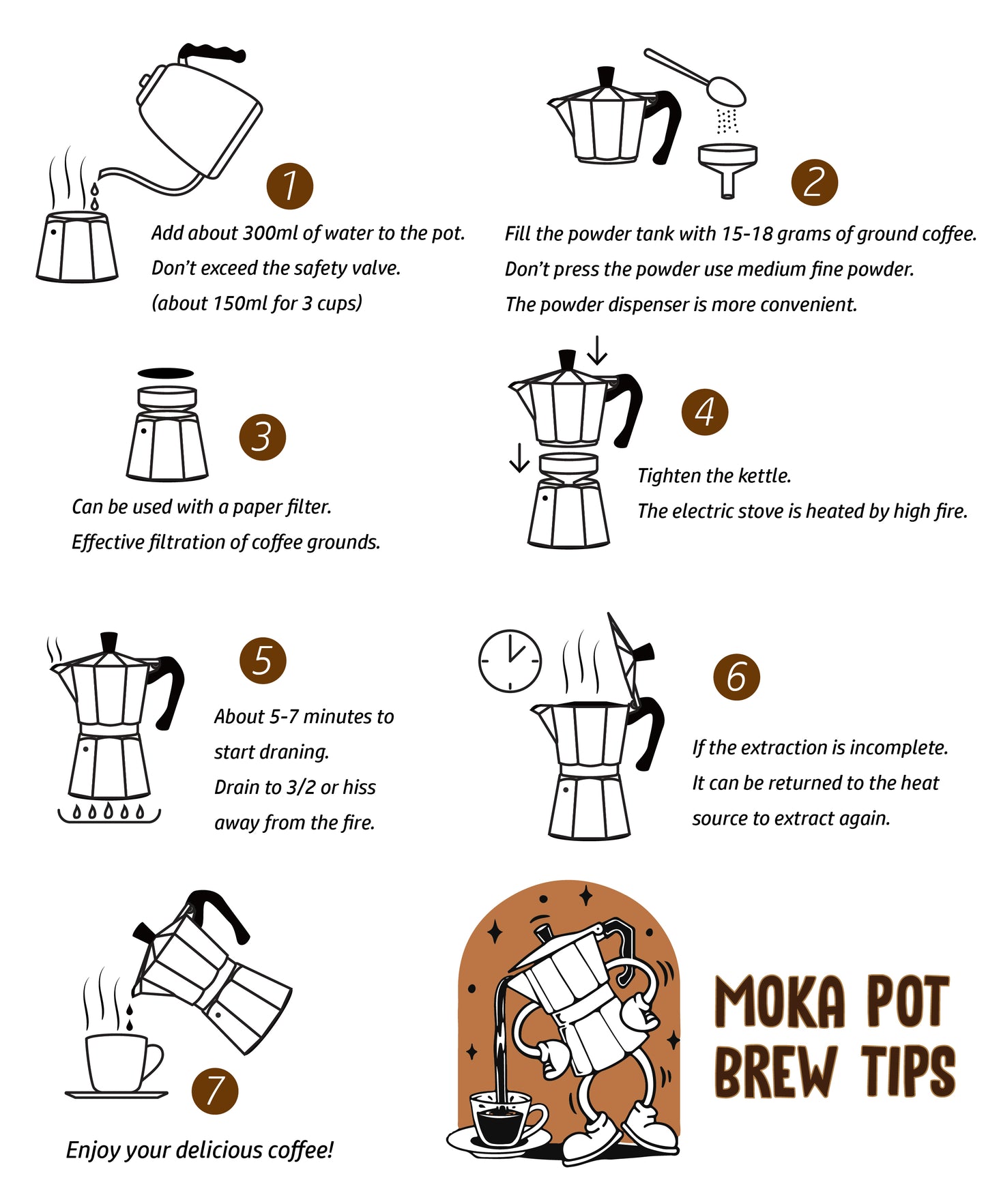 AGOGO Moka pot, Stovetop Espresso maker, Greca Coffee Maker, Stovetop With Paper Filter 6 Cup Cream