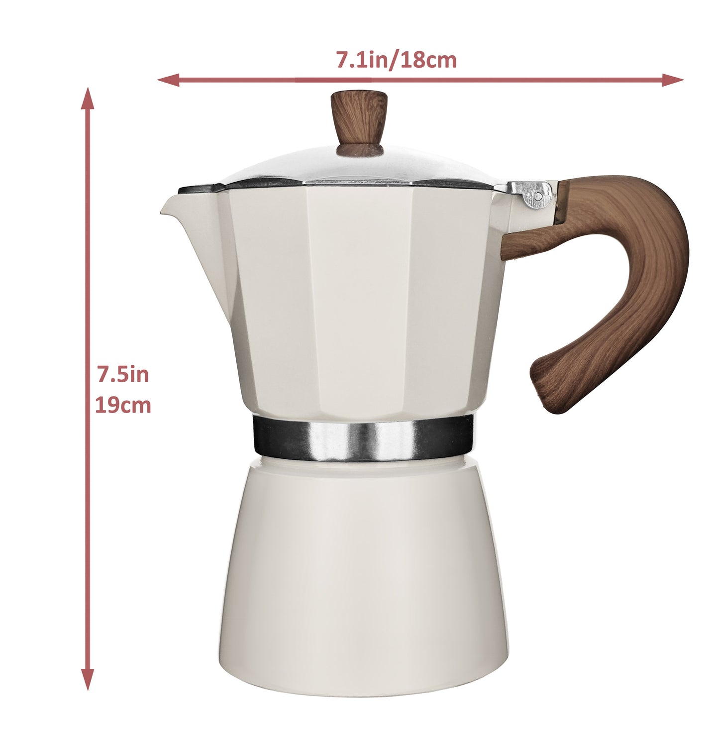 AGOGO Moka pot, Stovetop Espresso maker, Greca Coffee Maker, Stovetop With Paper Filter 6 Cup Cream