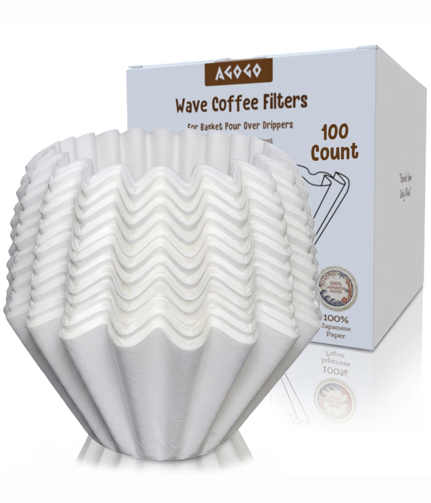 AGOGO 185 Wave Coffee Filters | Premium Japanese Paper | 100 Count