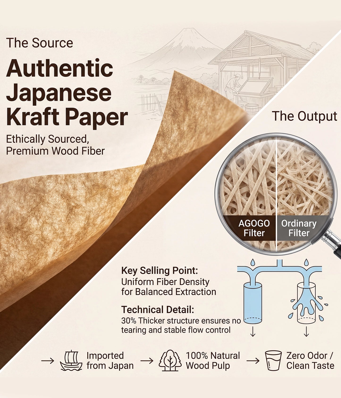 AGOGO 185 Wave Coffee Filters | Premium Japanese Paper | 100 Count