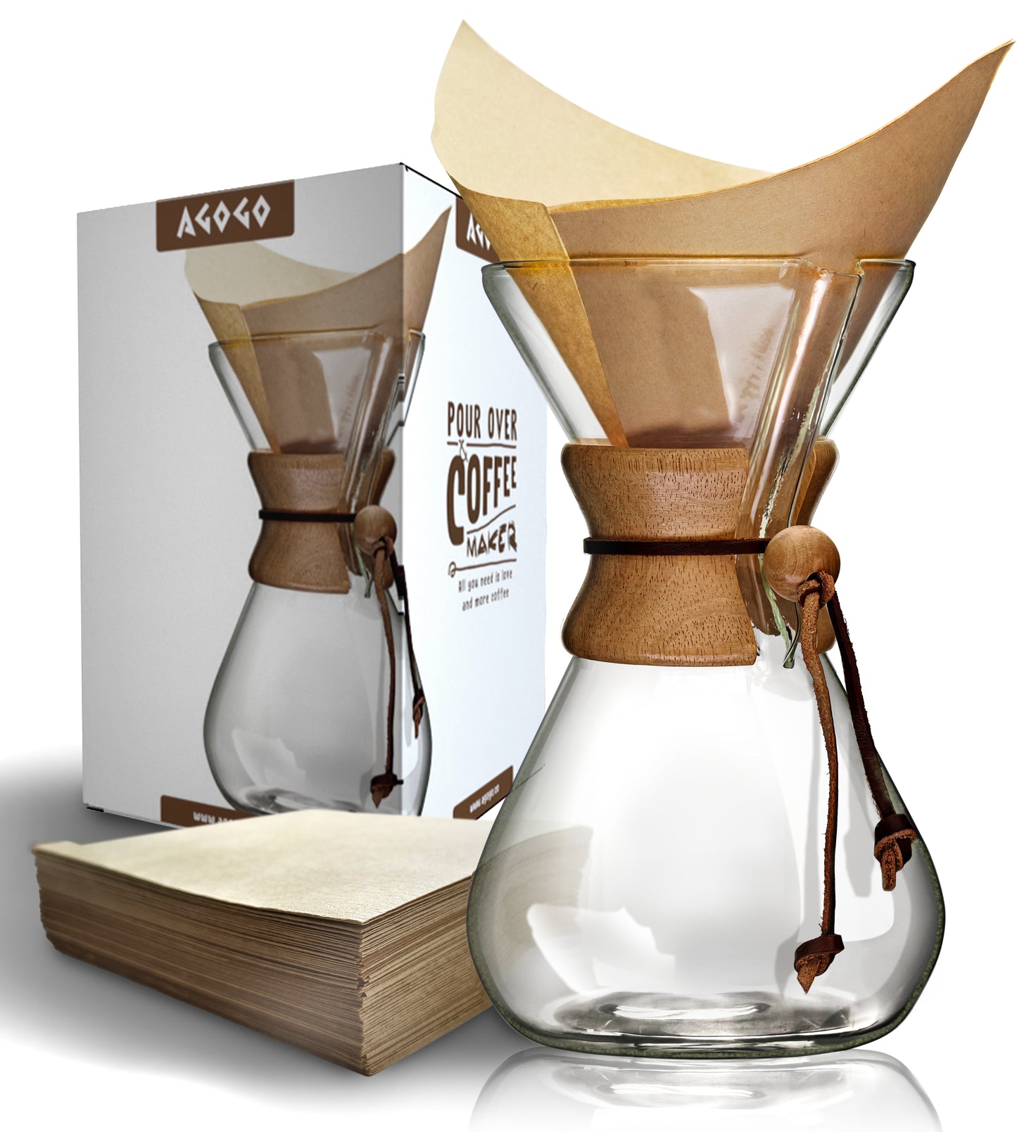 Pour Over Coffee Maker Set Classic Series with Filter Paper 10 Cups
